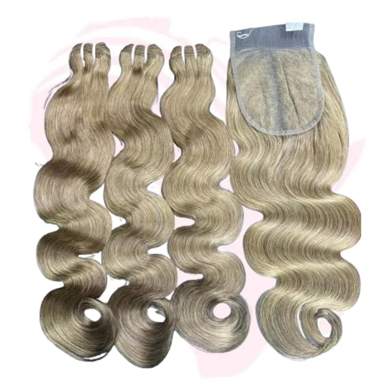 Vietnam Double Drawn Body Wave Hair 22 Inches – 3 Bundles (300 Grams) + Closure | 100% Human Hair Combo Pack