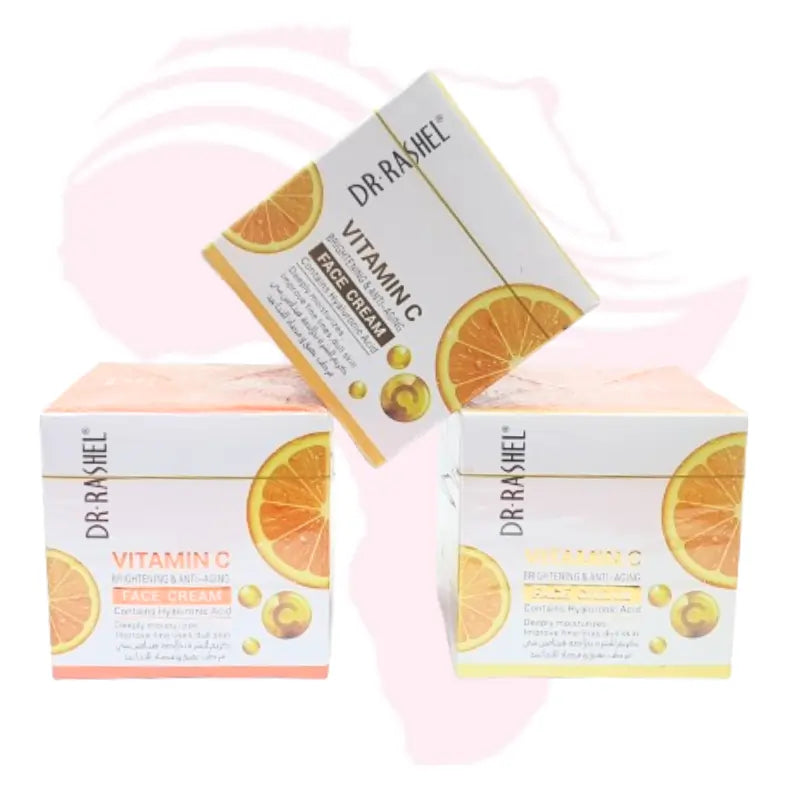 Dr Rashel Vitamin C Brightening & Anti-Aging Set – Face Cream & Serum with Hyaluronic Acid | Hydrating, Firming & Glow Boosting Skincare Combo