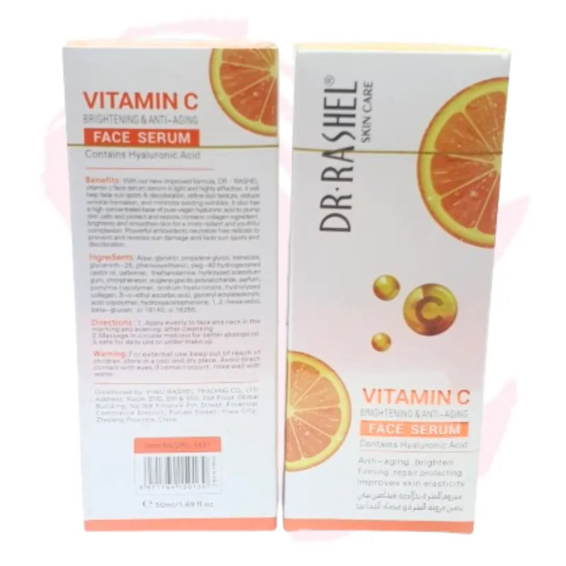 Dr Rashel Vitamin C Brightening & Anti-Aging Set – Face Cream & Serum with Hyaluronic Acid | Hydrating, Firming & Glow Boosting Skincare Combo