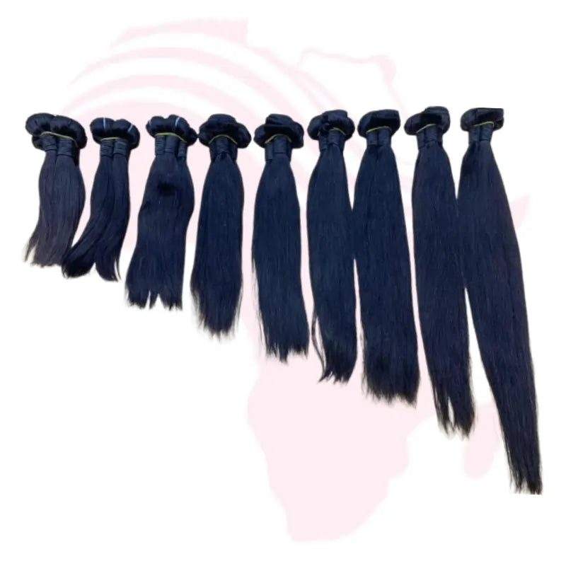 Italian 100% Human Hair Straight Weave – Natural Color 1B# Silky Smooth Virgin Hair Extension