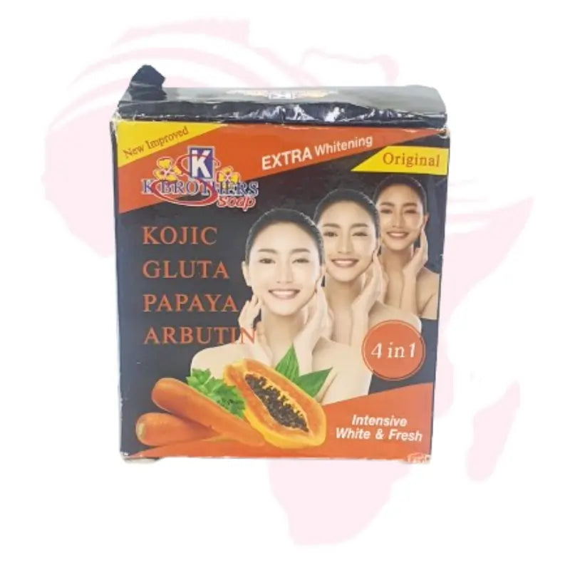 K.Brothers Kojic Gluta Papaya Arbutin Soap – 4-in-1 Extra Whitening & Brightening Body Bar, 100g | Made in Thailand