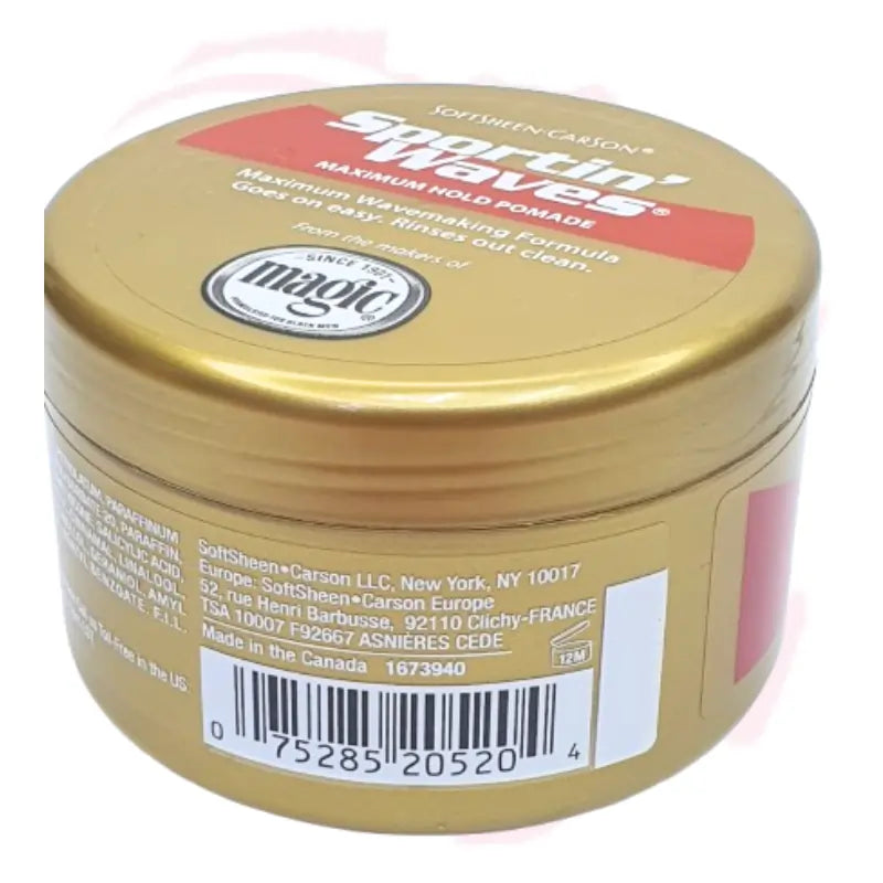 Softsheen-Carson Sportin' Waves Maximum Hold Pomade, 3.5 oz – Strong Hold for 360 Waves & Smooth Styling