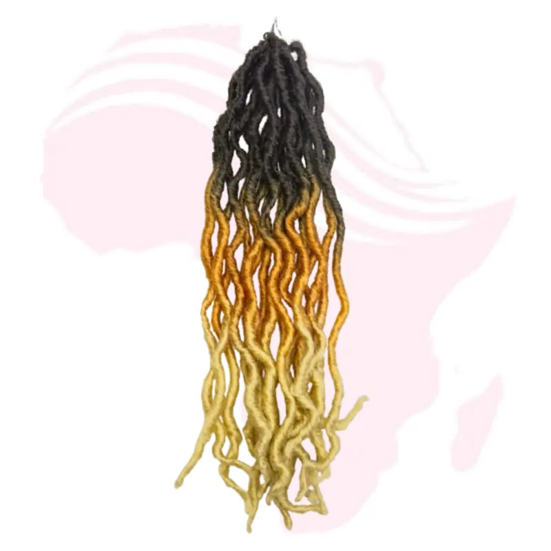 Ombre Faux Locs Crochet Hair – Wavy Dreadlock Extensions (Black to Blonde)