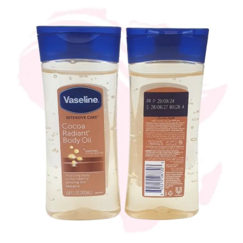 Vaseline Intensive Care Cocoa Radiant Vitalizing Body Oil – 200ml | Deep Moisturizing & Glowing Skin