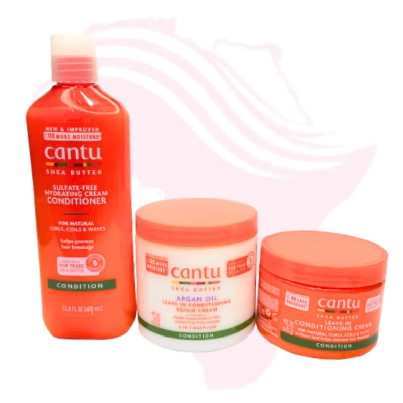 Cantu Shea Butter 3-Piece Hair Care Collection – Includes Hydrating Conditioner, Argan Oil Repair Cream & Leave-In Conditioning Cream