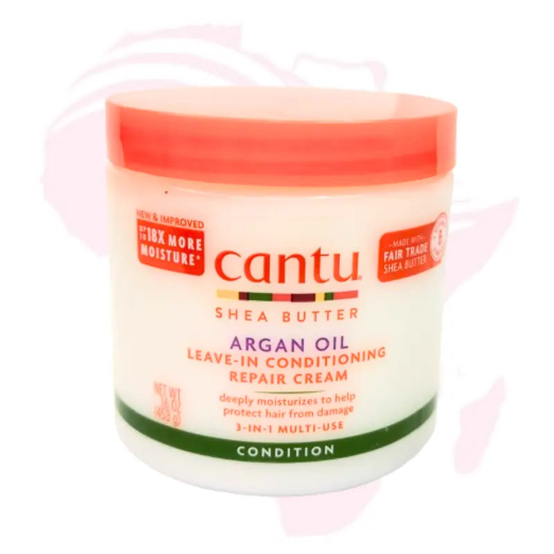 Cantu Shea Butter Argan Oil Leave-In Conditioning Repair Cream (453g) – 3-in-1 Intensive Treatment for Curls, Coils & Waves