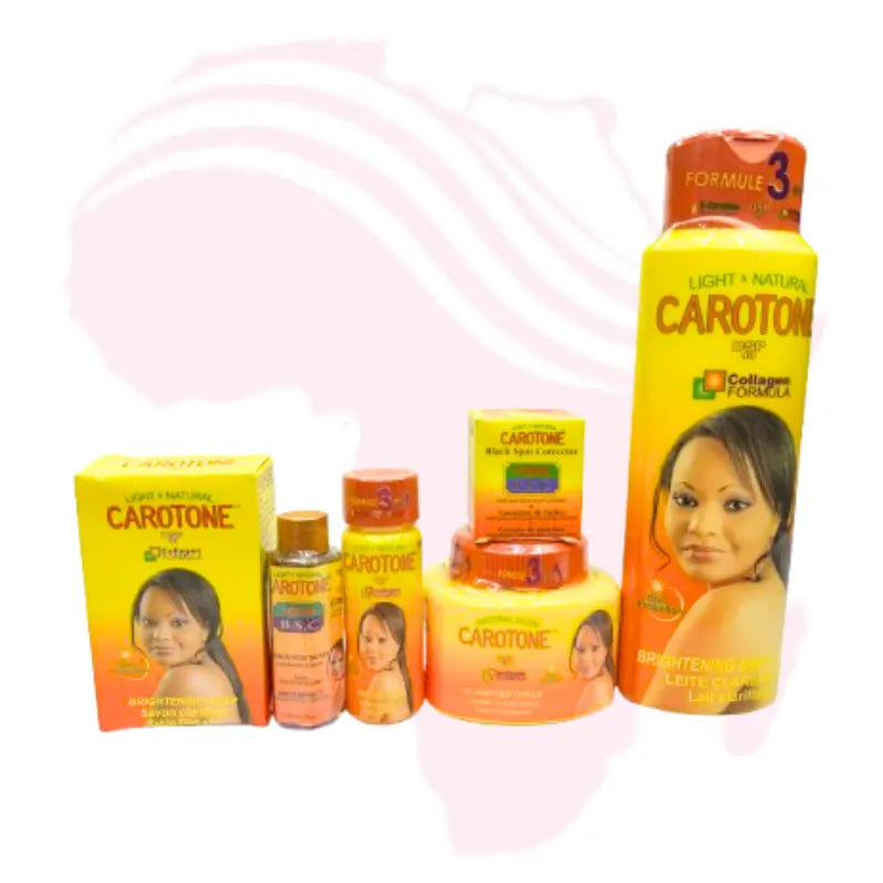 Carotone Light & Natural Brightening Skincare Set – Lotion, Cream, Oil & Black Spot Corrector | Complete Radiance & Glow Formula