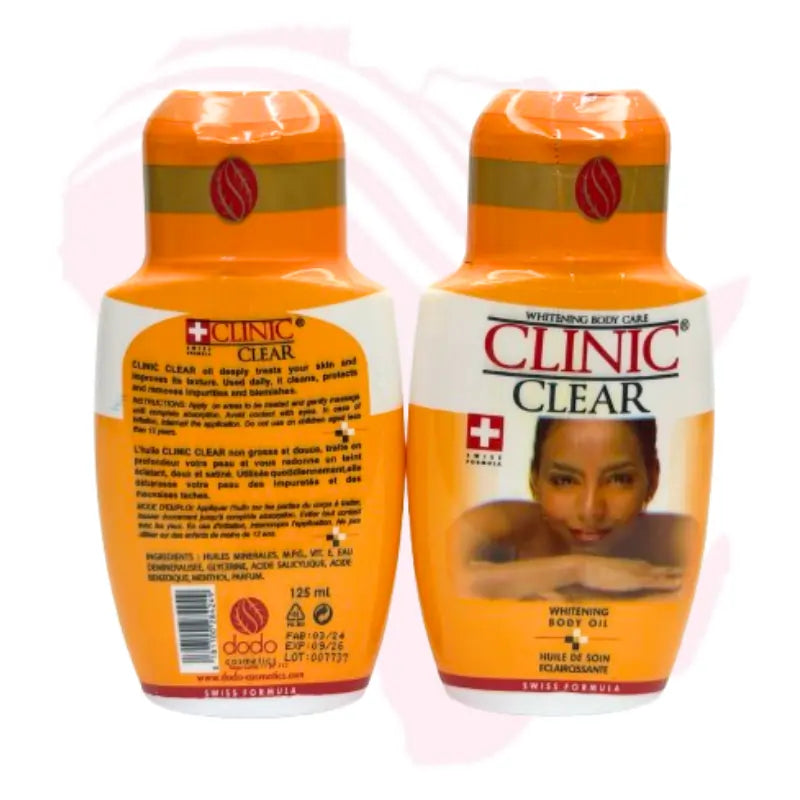 Clinic Clear Whitening Body Oil – 125ml | Swiss Formula Brightening & Moisturizing Skin Care Oil