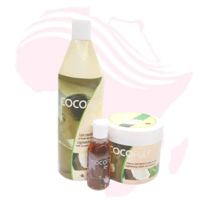 Cocopulp Skincare Set – Coconut Oil Clarifiant Lotion 500ml + Cream 500ml + Oil 50ml | Moisturizing & Lightening Body Care