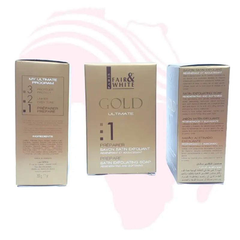 Fair & White Gold Ultimate Satin Exfoliating Soap – Regenerating & Softening Cleanser | Made in France, 200g