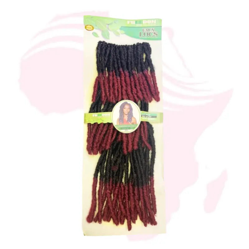 Faux Locs Crochet Hair – Black & Burgundy Color Blend (Soft Synthetic Locs)