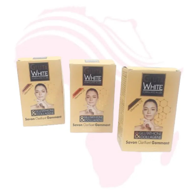 Gluta White Clarifying Exfoliating Soap with Glutathione, Collagen & Vitamins C + E – Brightening & Smoothing Skin Bar, 190g