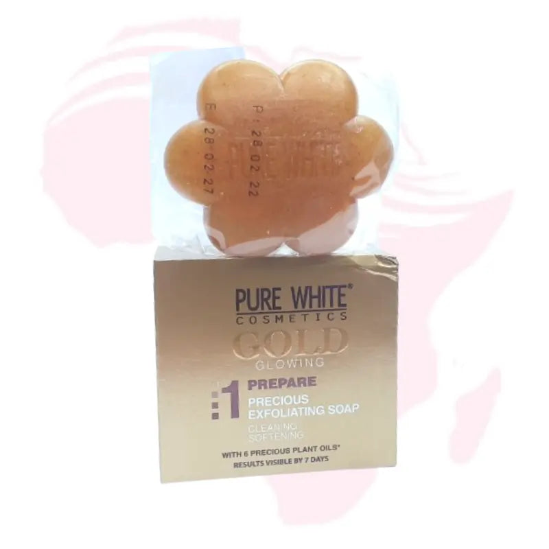 Pure White Gold Glowing Exfoliating Soap – Brightening & Softening Cleanser with 6 Precious Plant Oils, 200g