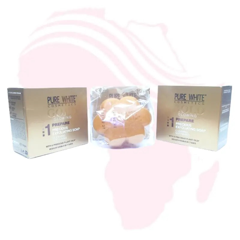 Pure White Gold Glowing Exfoliating Soap – Brightening & Softening Cleanser with 6 Precious Plant Oils, 200g