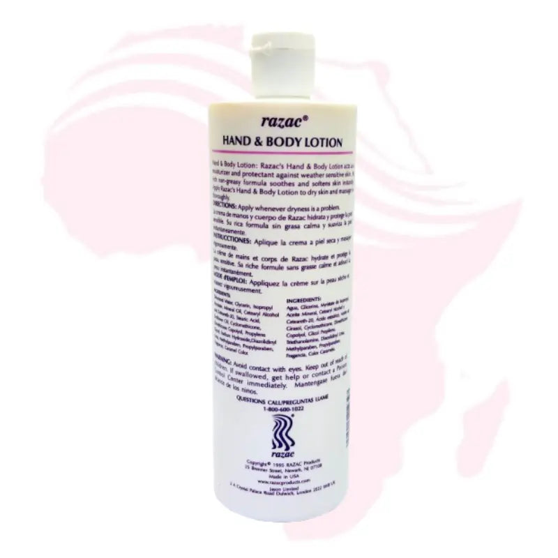 Razac Hand & Body Lotion (16 fl. oz.) – Rich, Non-Greasy Moisturizer and Protectant for Weather-Sensitive Skin