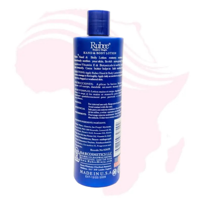 Rubee Beauty Magic Hand & Body Lotion (16 fl. oz.) – Rich Moisturizer with Cocoa Butter, Vitamin E & Herbal Extracts