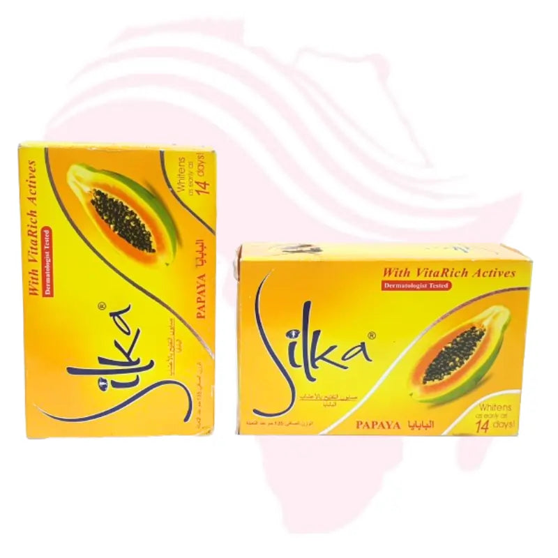 Silka Papaya Herbal Whitening Soap with VitaRich Actives – Brightening & Smoothing Skin Bar, 135g