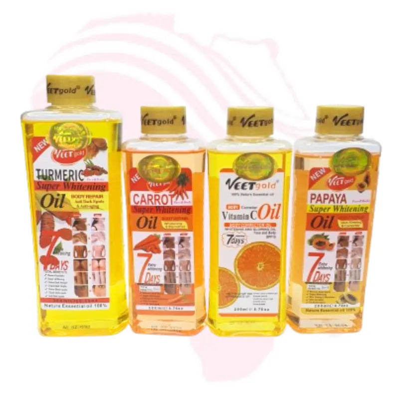 Veet Gold Whitening Body Oil – Turmeric, Vitamin C, Carrot & Papaya Variants for Glowing Skin