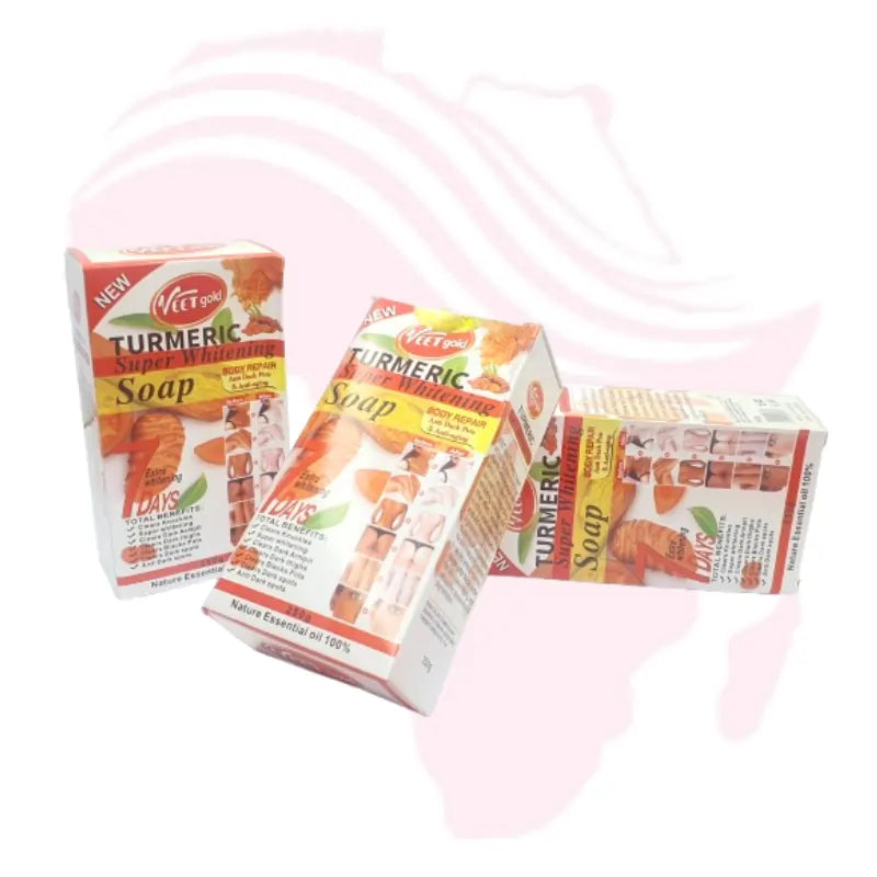 Veet Gold Turmeric Super Whitening Soap – Anti Dark Spot & Acne Body Repair Bar, Extra Whitening in 7 Days